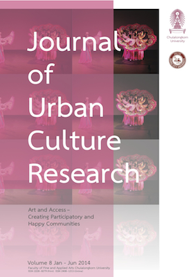 Journal of Urban Culture Research - Cover image of performer from the Sodiai Pantoomkomol Centre for Dramatic Arts, Korea