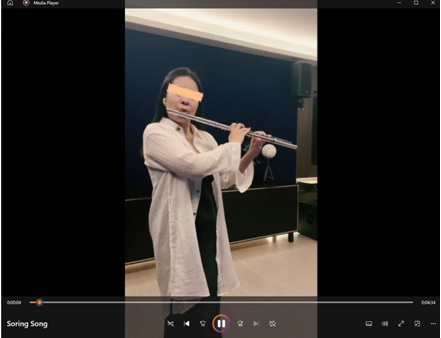 Figure 3. The demonstration clip for playing flute in "Soring" song on https://drive.google.com/file/d/1t6n5V3L9r6pjkPUG2Tpp8Q9S0OLMvV8-/view?usp=sharing