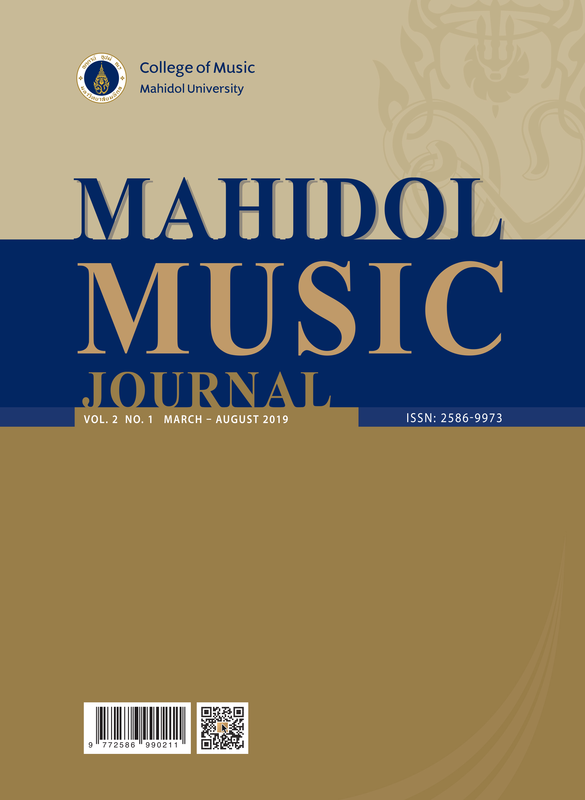 					View Vol. 2 No. 1 (2019): Mahidol Music Journal
				