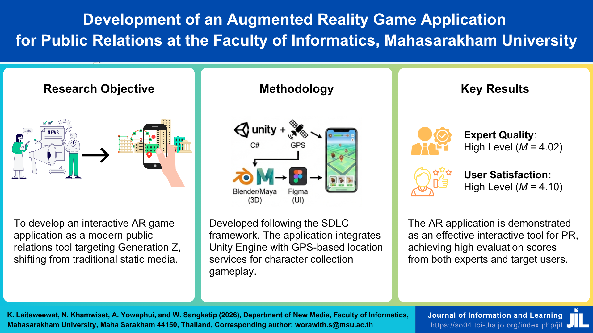 Development of an Augmented Reality Game Application for Public Relations at the Faculty of Informatics, Mahasarakham University
